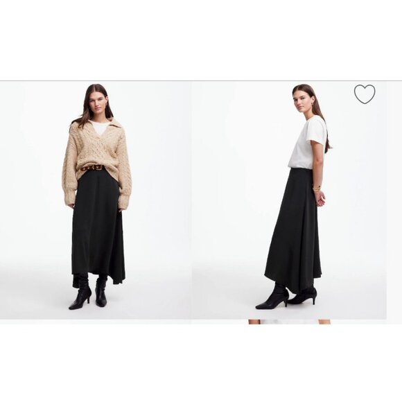 Madewell Dresses & Skirts - Madewell $118 Asymmetric Midi Skirt Black Size 4 NT389